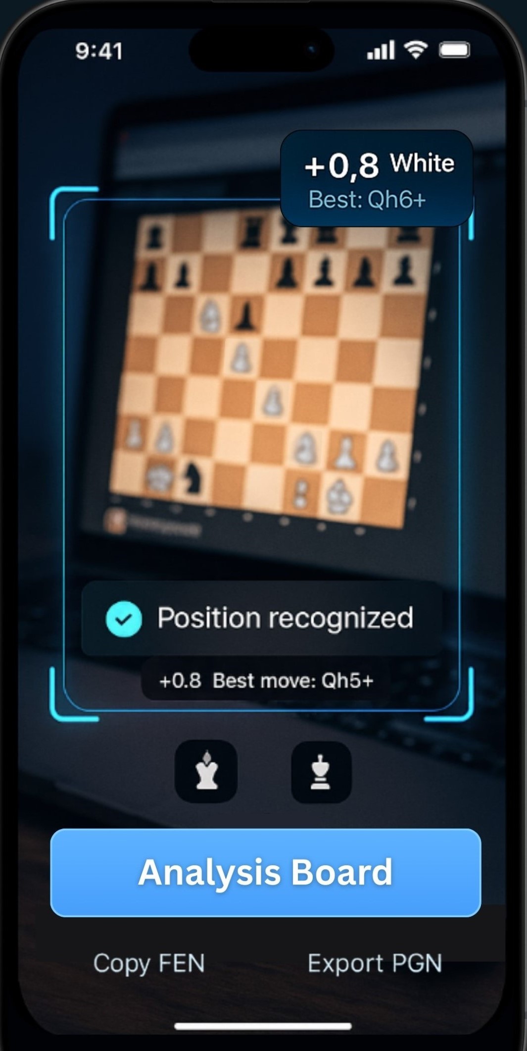 Checkmate AI chess board scanner app interface